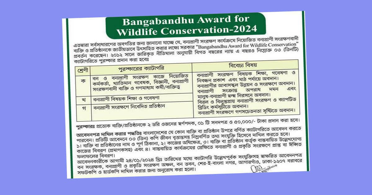 Bangabandhu wildlife Conservation Award