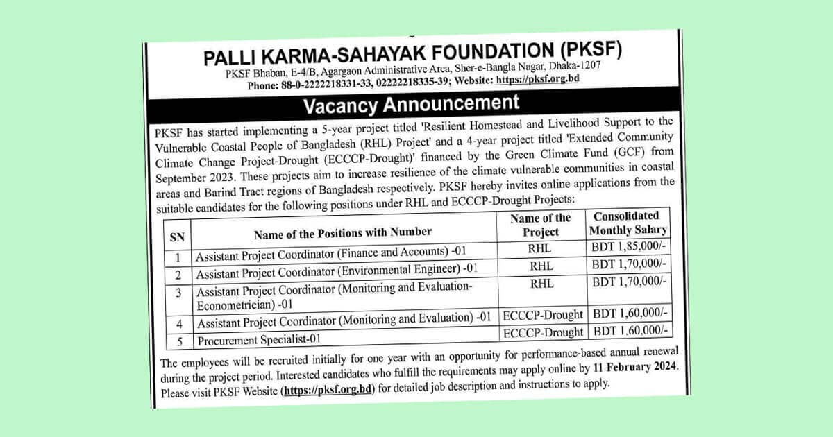 Career with PKSF As Project Coordinator