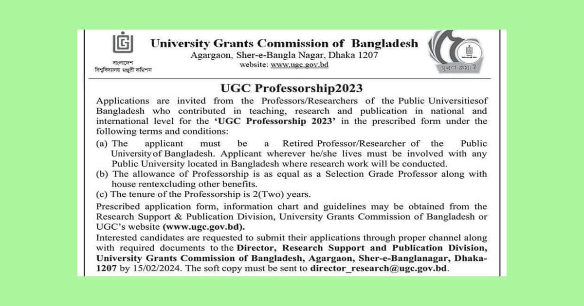 UGC Professorship for year 2024